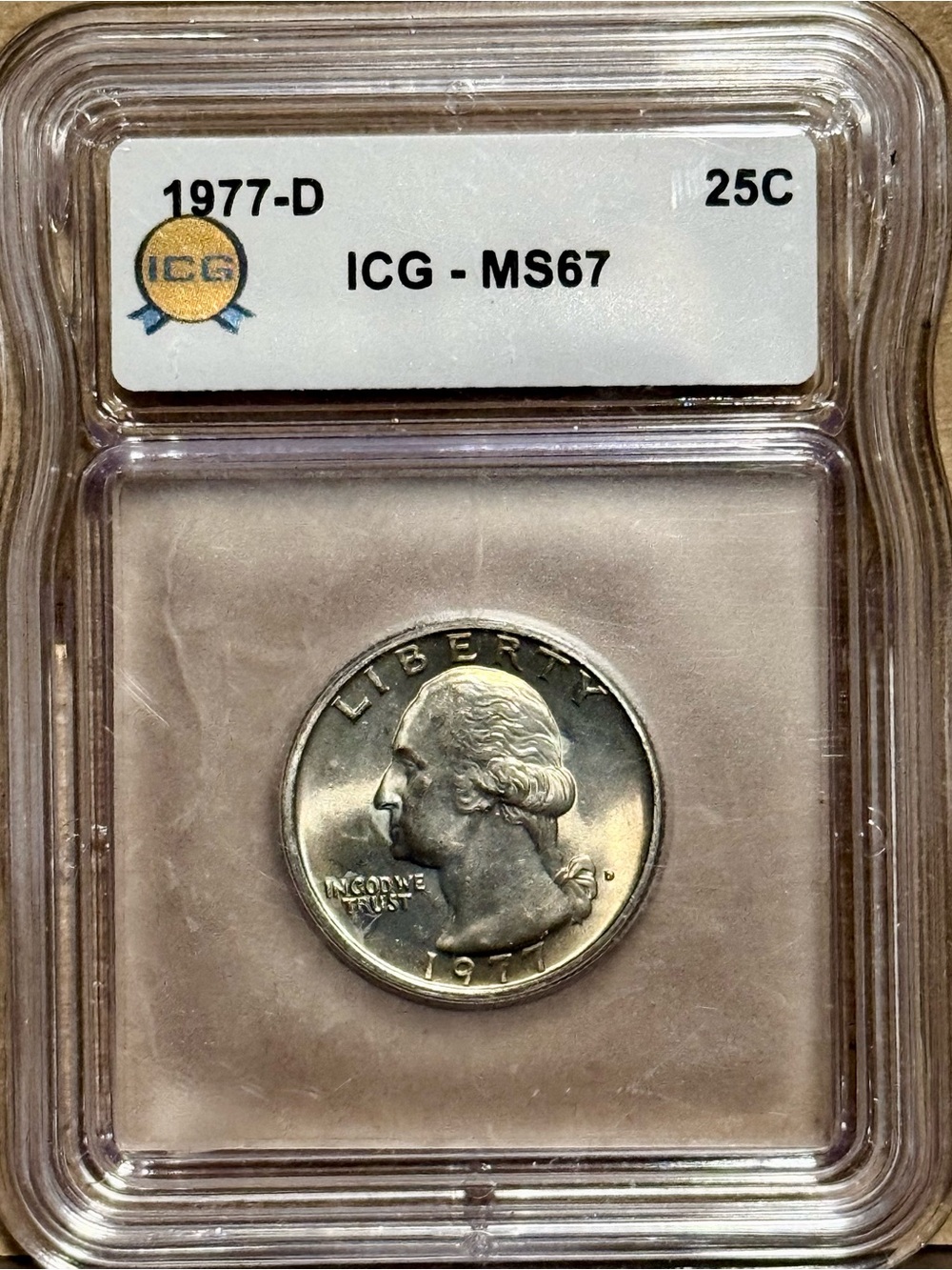 1977 D Washington Quarter • Highly Graded ICG MS67